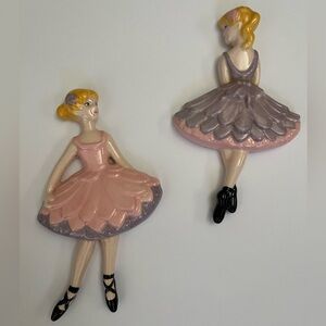 Pink and Lavender Ballerina Wall Plaques — Set of 2
